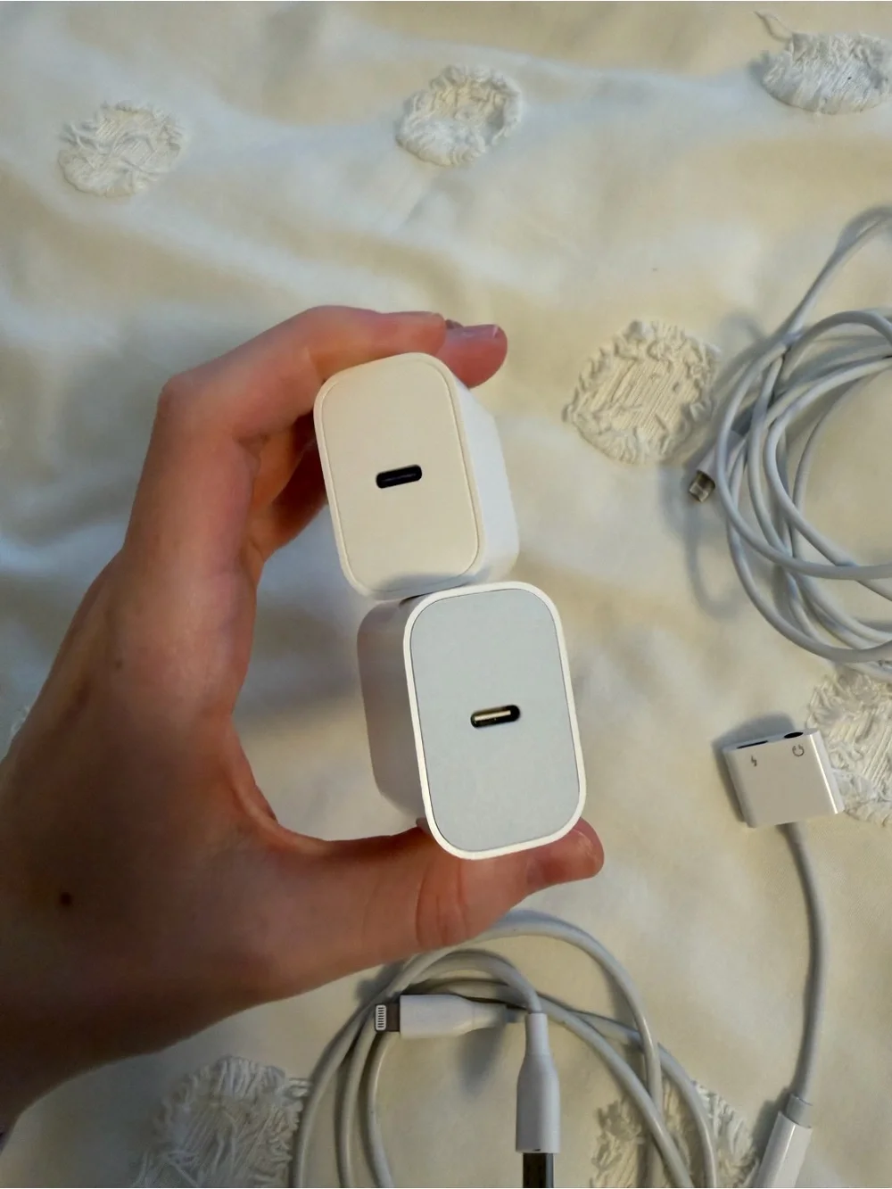 Apple White Lightening Charging Cables with USB Power Adapters Bundle